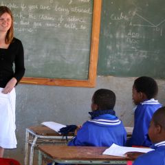 Volunteer teaching a class