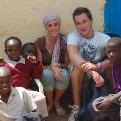 Volunteers with children