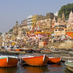 Boats on the Ganges in Varanasi