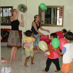 Volunteers with children