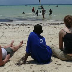 Anna and anna with one of their students ffrom the olives centre at mombasa beach